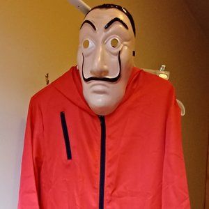 Adult Money Heist Halloween Costume- Unisex with Salvador Dali mask